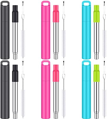 Gejoy 6 Pack Collapsible Metal Reusable Straws with Case, Cruise