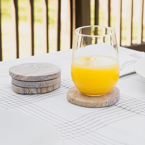 Cork & Mill Absorbent Sandstone Coasters for Drinks, Set of 4