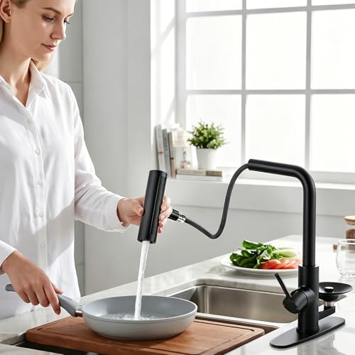 KAIYING Waterfall Kitchen Faucet with Pull-Down Sprayer & Glass Rinser