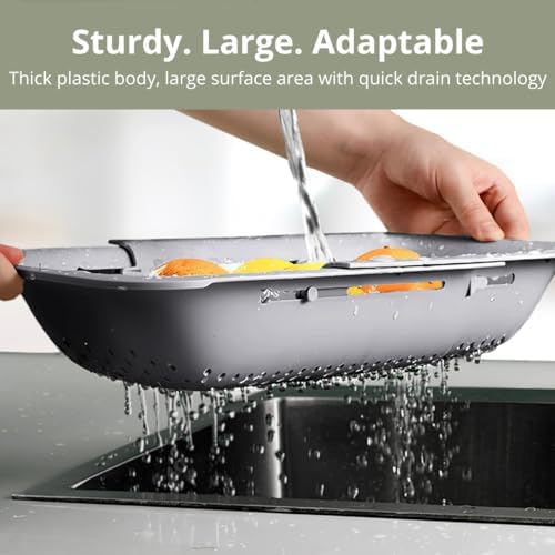 FERROFASIL Collapsible Colander Strainer Basket, Extendable Over the