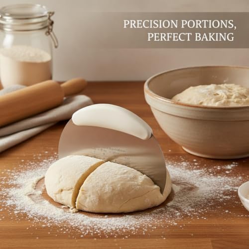 Dough Cutter with Measurements, Stainless Steel Bench Scraper for