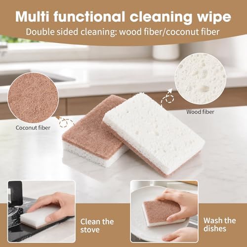 6-Pack Bamboo Dish Brush and Sponge Set