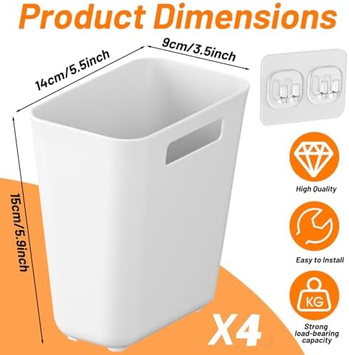 4 Pack Kitchen Cabinet Door Storage Box, Self Adhesive Wall Mounted