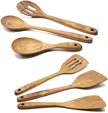 FAAY 6 pcs Golden Teak Wooden Utensil Set