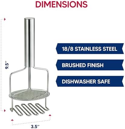 HIC Kitchen Dual-Action Potato Masher And Ricer, 18/8 Stainless Steel