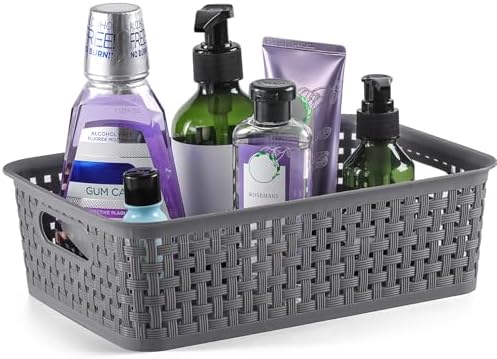 NETANY Plastic Storage Baskets, 8 Pack, Gray