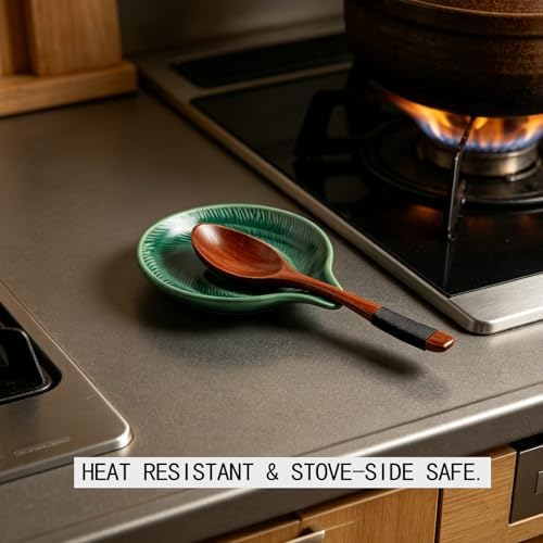 Ceramic Spoon Rest for Stove Top, Utensil Holder, 5 Inches