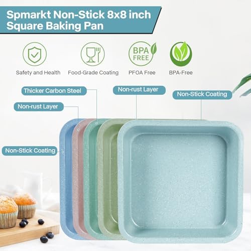2-Pack 24-Cup Nonstick Ceramic-Coated Mini Muffin Pan|2 Pcs 8x8 Baking