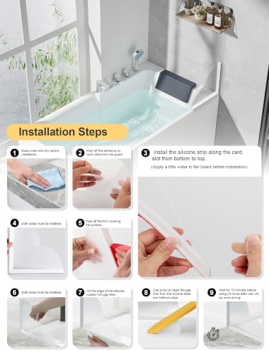 2 Packs Large Shower Splash Guard, Self-Adhesive Water Blocking for