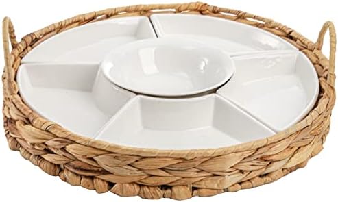 AVLA Ceramic Divided Serving Dishes, Porcelain Relish Tray, Party