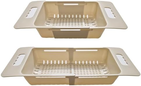 2-Pack Extendable Over the Sink Strainer Colander Basket, Expandable