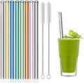 8 Pcs Reusable Glass Straws, 8"x8mm Eco-friendly Drinking Straws for