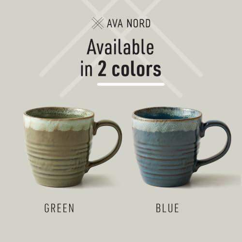 Ava Nord Reactive Glaze Stoneware Ceramic Coffee Mugs 4 Pack - 14oz