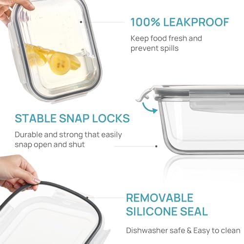 Vtopmart 76.4 oz Glass Storage Containers, 2 Pack