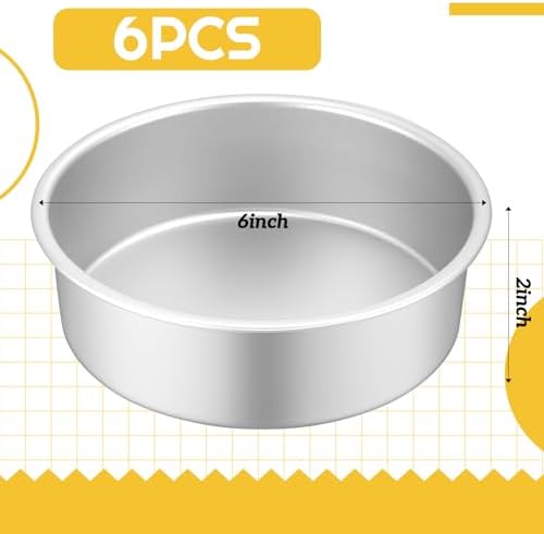 Teenyyou 6 Pcs 6 Inch Round Cake Pans Non Stick Aluminum Round Cake