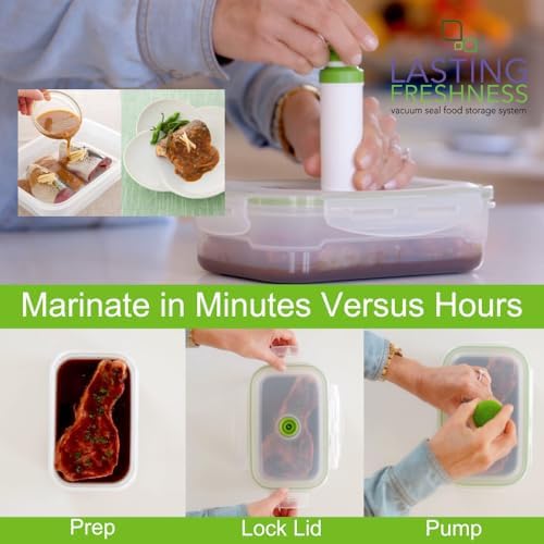 Lasting Freshness Vacuum Seal Food Storage Containers with Hand Pump