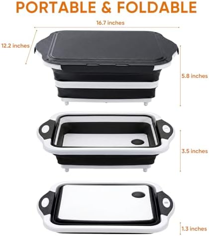 Collapsible BBQ Prep Tub with Lid, Foldable Camping Sink with