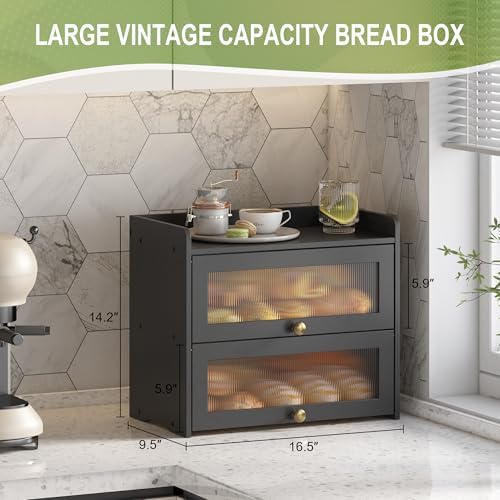 Large Vintage Bread Box for Kitchen Countertop Farmhouse Bread Holder