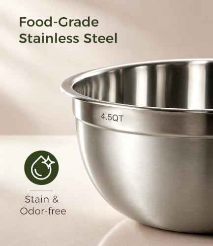 Stainless Steel Mixing Bowls: 6 Nesting Bowls with Lids & 3 Graters