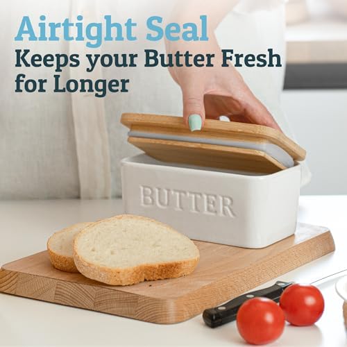 PriorityChef Extra Large Butter Dish with Lid for Countertop, Ceramic