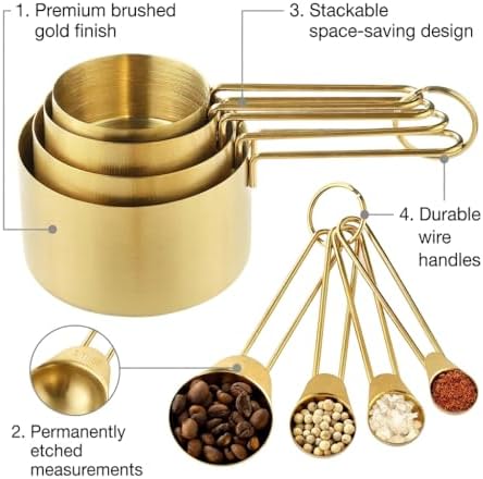 Measuring Cups and Spoons Set, 8-Piece Professional Stainless Steel