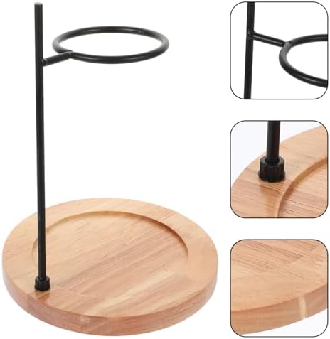 Metal Coffee Dripper Stand with Wood Base, Hand Brew Rack Holder