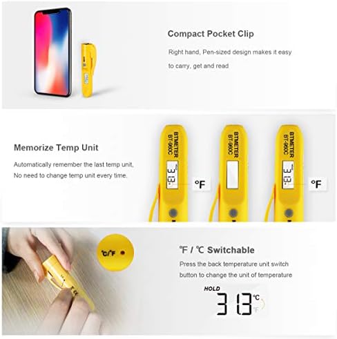 Digital Infrared Thermometer with Pocket Clip - Instant Read