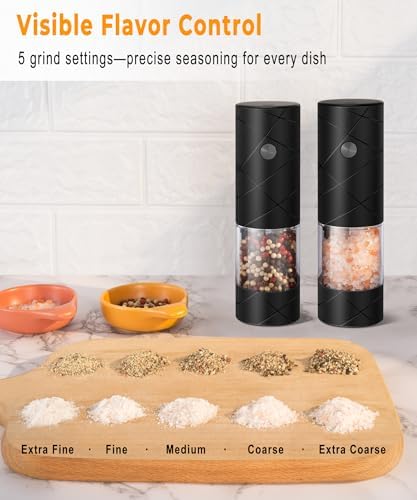 Rechargeable Electric Salt and Pepper Grinder Set, 1/2-Cup Capacity