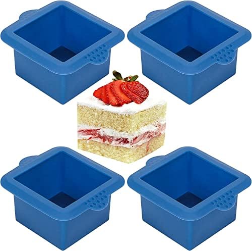 Webake Silicone Square Mold 3x3 Inch Mini Cake Pan for Individual