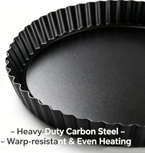 10 Inch Nonstick Tart Pan with Removable Bottom, Carbon Steel Quiche
