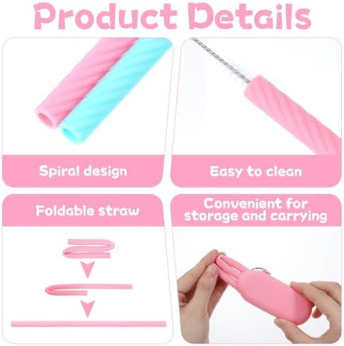 2 Set Travel Straws Reusable with Case, Portable Straw for Hot & Cold