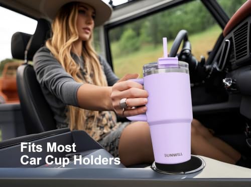 SUNWILL 20 oz Tumbler with Handle and Straw Leak Proof,Travel Coffee