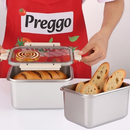 Small Bread Box, Time Recording Bread Storage Container with Lid