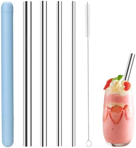 Stainless Steel Straw Set 215mm(8.5") Long, 0.24"/0.31"/0.39"/0.5"