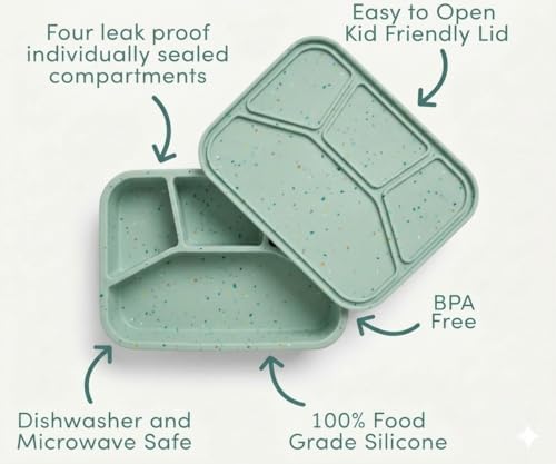 Silicone Bento Lunch Box, Green