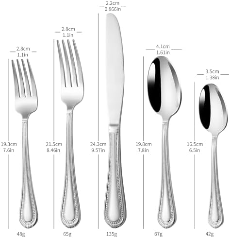 40 Pieces 18/10 Stainless Steel Flatware, Weighted Silverware Set for 8