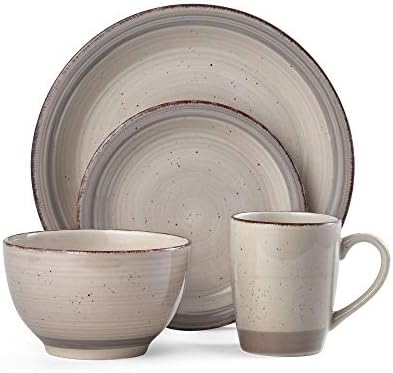 Pfaltzgraff Sadie 16-Piece Cream Dinnerware Set, Service for 4, Durable Stoneware Plates and Bowls with Classic Design, Microwave and Dishwasher Safe