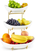 3 Tier Fruit Basket, Ceramic Fruit Bowl for Kitchen Counter