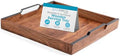 Acacia Wood Serving Tray with Handles - 16 Inch Square Large Serving