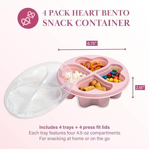Paris Hilton Stackable Bento Snack Container Set, 4-Compartment Meal