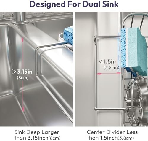 SWTYMIKI Sponge Holder for Kitchen Sink, Movable Kitchen Sink Caddy