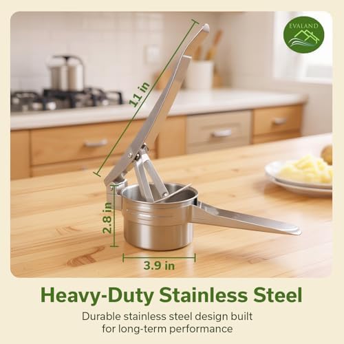 EVALAND Stainless Steel Potato Ricer and Masher - With 3