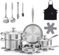 Meythway Pots and Pans Set Non Toxic, 16PCs Stainless Steel Cookware
