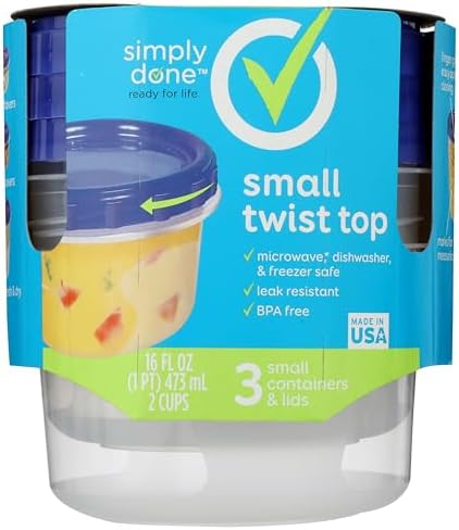 Simply Done, Containers & Lids, Twist Top, Small, 2 Cups
