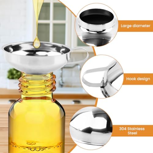 6Pcs Stainless Steel Canning Funnel for Filling Mason Jars, Bottles