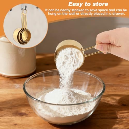 13Pcs Magnetic Measuring Spoons Set,Gold Stainless Steel Measuring