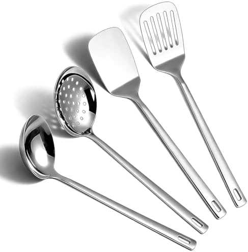 Stainless Steel Kitchen Utensils Set, 4-Piece – Slotted Turner, Solid