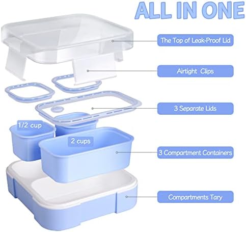Genteen Bento Box for Kids, Kids Lunch Box with 3 Removable