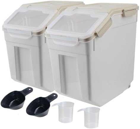Large Flour Storage Container Bin 25lb, 2Pack Airtight Rice Storage