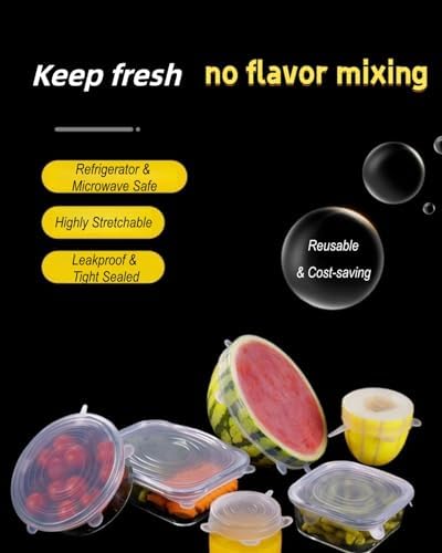 Silicone Stretch Lids, 6 Pack, White